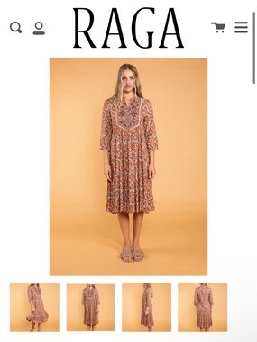 RAGA Boho Paisley Dress | Embroidered Yoke | Size S